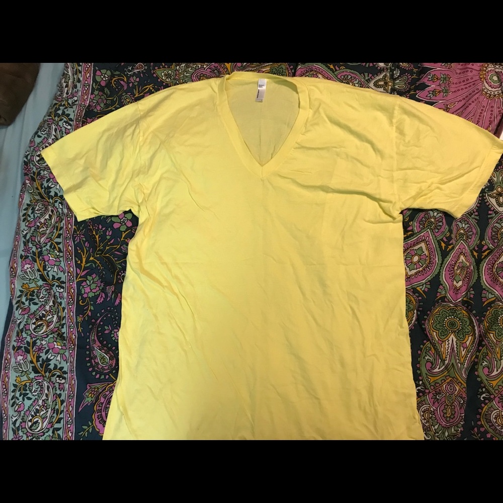 UNISEX American Apparel Yellow V-Neck XL